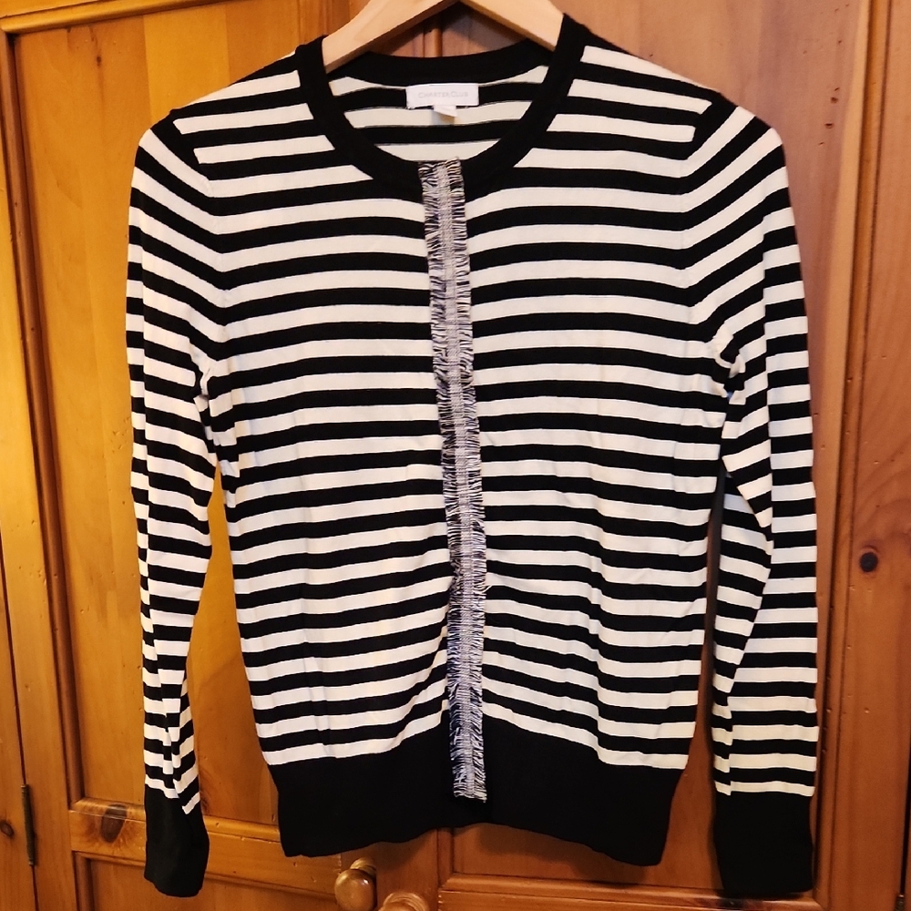 Charter Club Black and White Striped Sweater